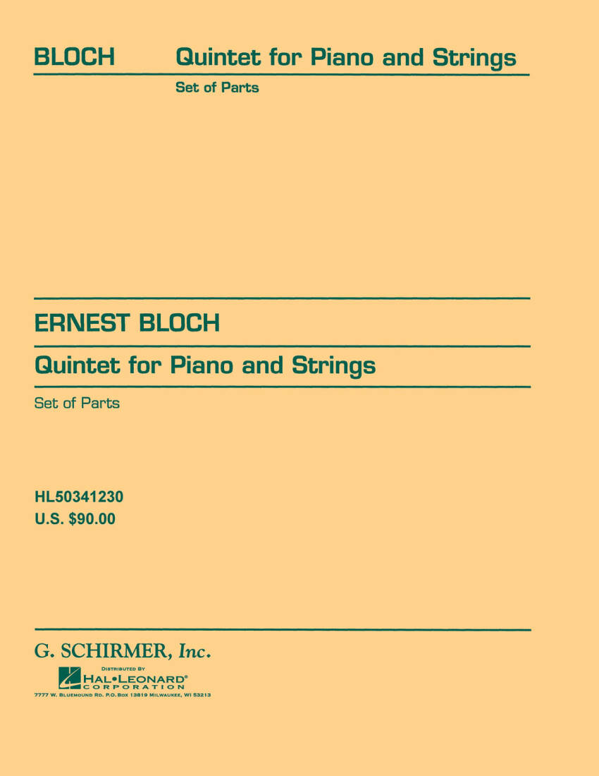 Quintet for Piano and Strings - Bloch - Score and Parts