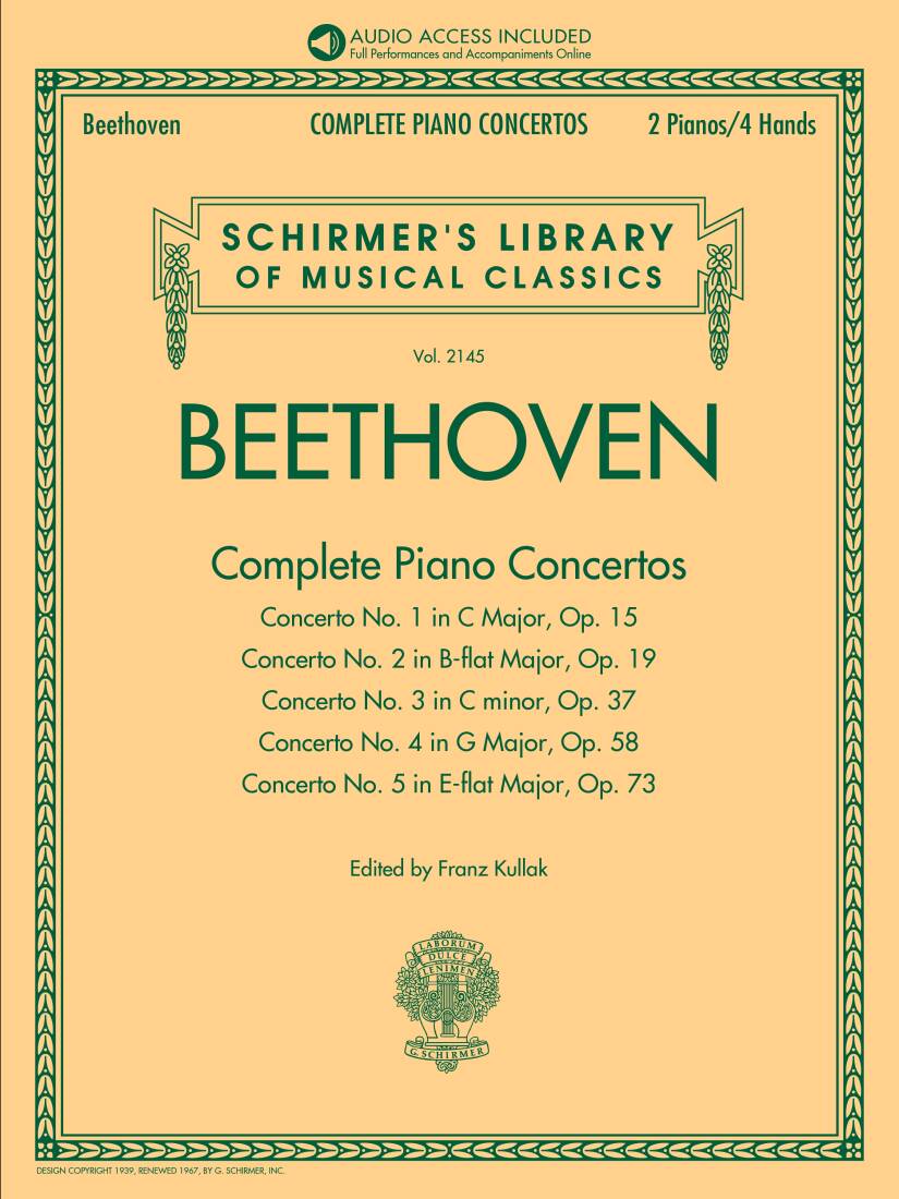 Complete Piano Concertos - Beethoven - Piano - Book/Audio Online