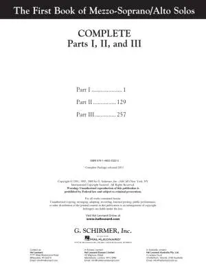 The First Book of Mezzo-Soprano/Alto Solos Complete, Parts I, II and III - Boytim
