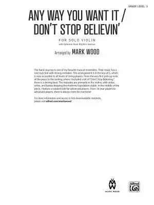 Any Way You Want It/Don\'t Stop Believin\' - Schon/Perry/Wood - Violin - Sheet