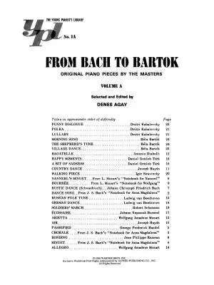 The Young Pianist\'s Library: From Bach to Bartok, Book 1A - Agay - Piano - Book