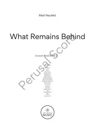 What Remains Behind - Neufeld - Concert Band - Gr. 2