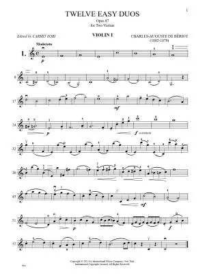 Twelve Easy Duos, Opus 87 - Beriot - Violin Duet - Book