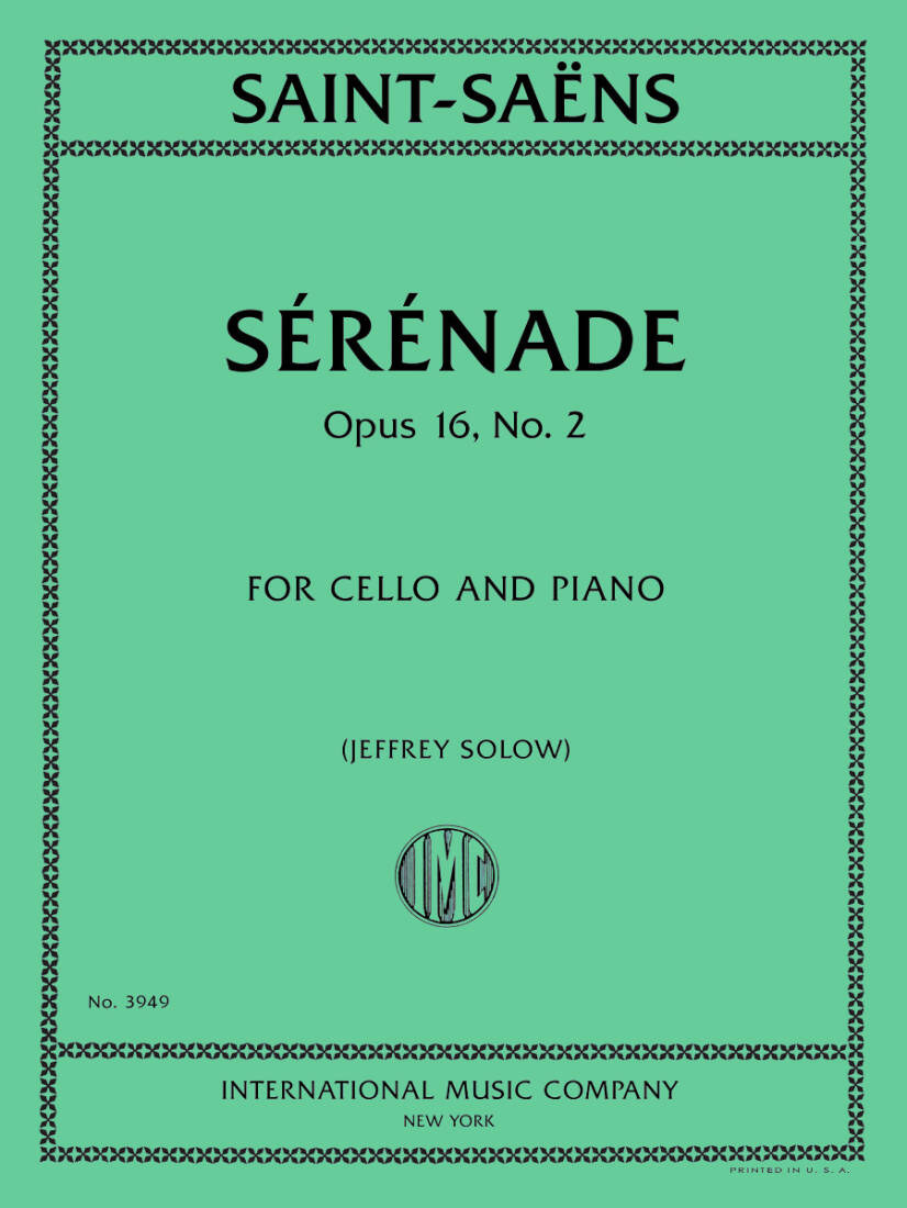 Serenade, Op. 16, No. 2 - Saint-Saens - Cello/Piano - Book