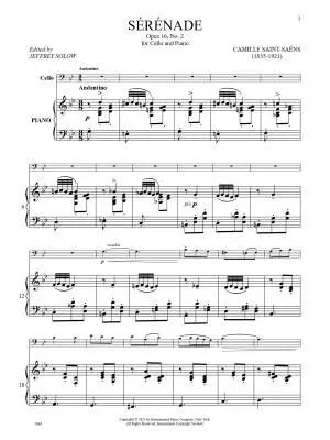 Serenade, Op. 16, No. 2 - Saint-Saens - Cello/Piano - Book