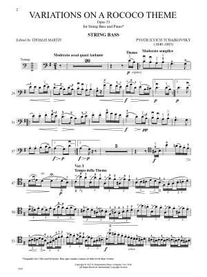 Variations on a Rococo Theme, Op. 33 - Tchaikovsky - String Bass/Piano - Book