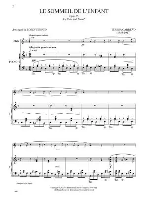 Le Sommeil de l\'Enfant, Op. 35 - Carreno - Flute/Piano - Book