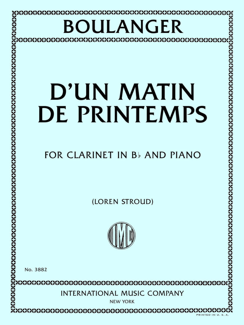 D\'un Matin de Printemps - Boulanger - Clarinet/Piano - Book
