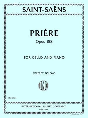 International Music Company - Priere, Op. 158 - Saint-Saens - Cello/Piano - Book