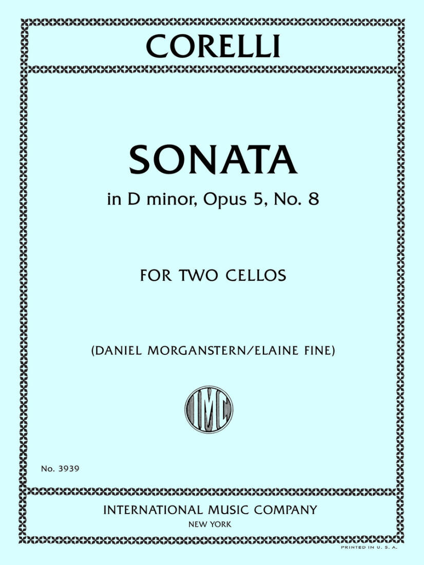Sonata in D minor, Op. 5, No. 8 - Corelli - Cello Duet - Book