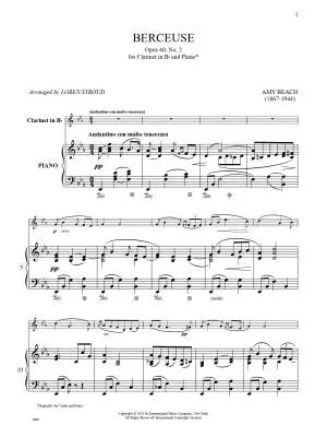Berceuse, Op. 40, No. 2 - Beach - Clarinet/Piano - Sheet