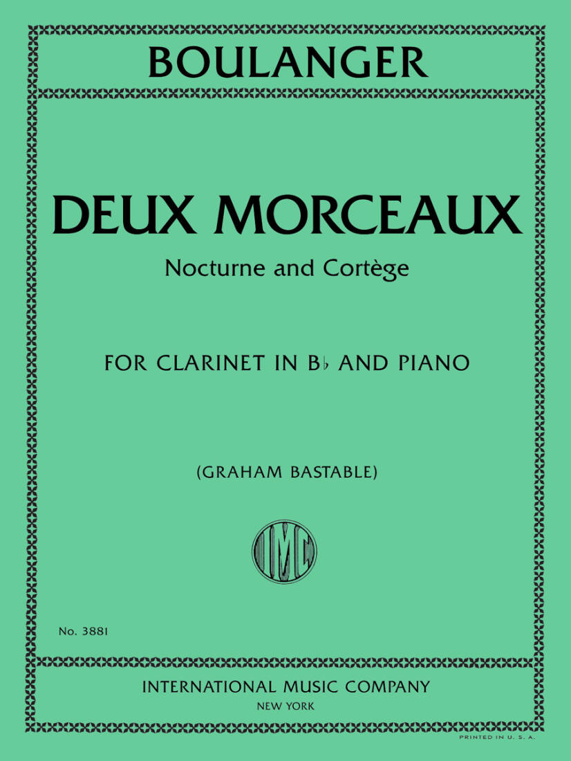 Deux Morceaux: Nocturne and Cortege - Boulanger - Clarinet/Piano - Book