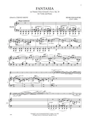 Fantasia on Themes from Gounod\'s Faust, Op. 20 - Wieniawski - Violin/Piano - Book