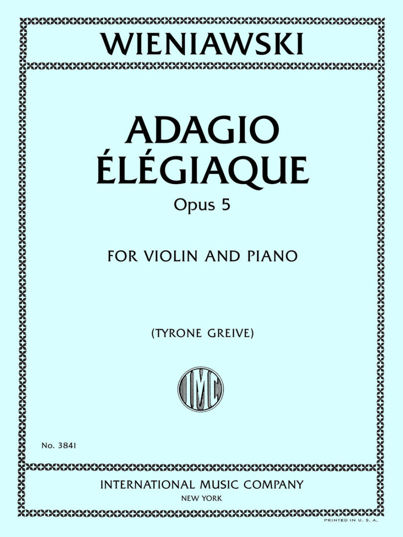 Adagio Elegiaque, Op. 5 - Wieniawski - Violin/Piano - Sheet