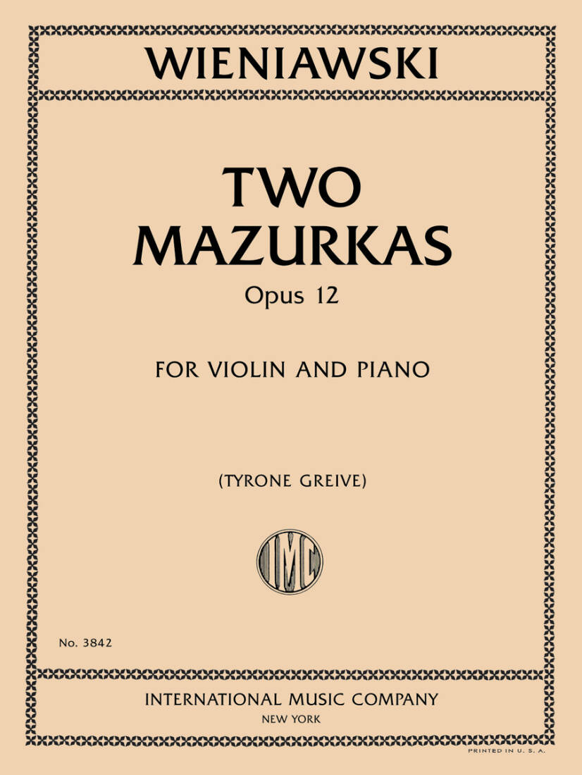 Two Mazurkas, Op. 12 - Wieniawski - Violin/Piano - Book