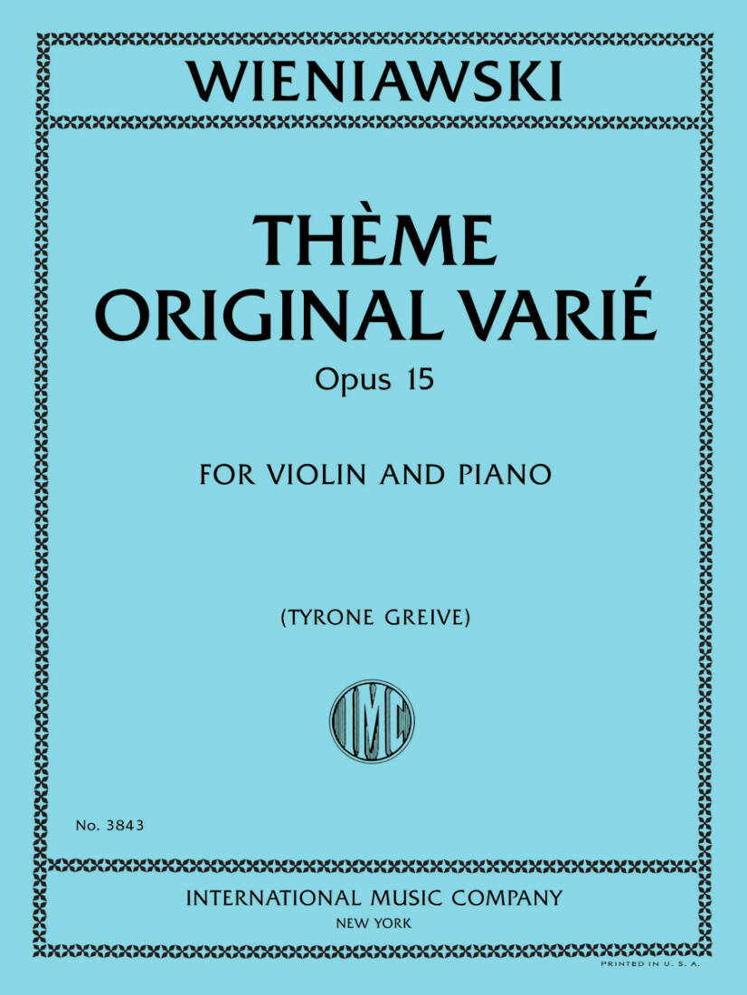 Theme Original Varie, Op. 15 - Wieniawski - Violin/Piano - Sheet