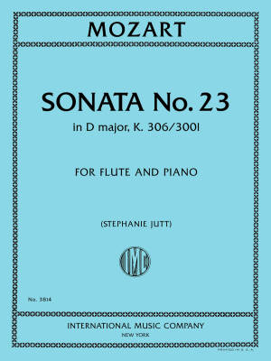 International Music Company - Sonata No. 23 in D Major, K. 306/300l - Mozart - Flute/Piano - Book