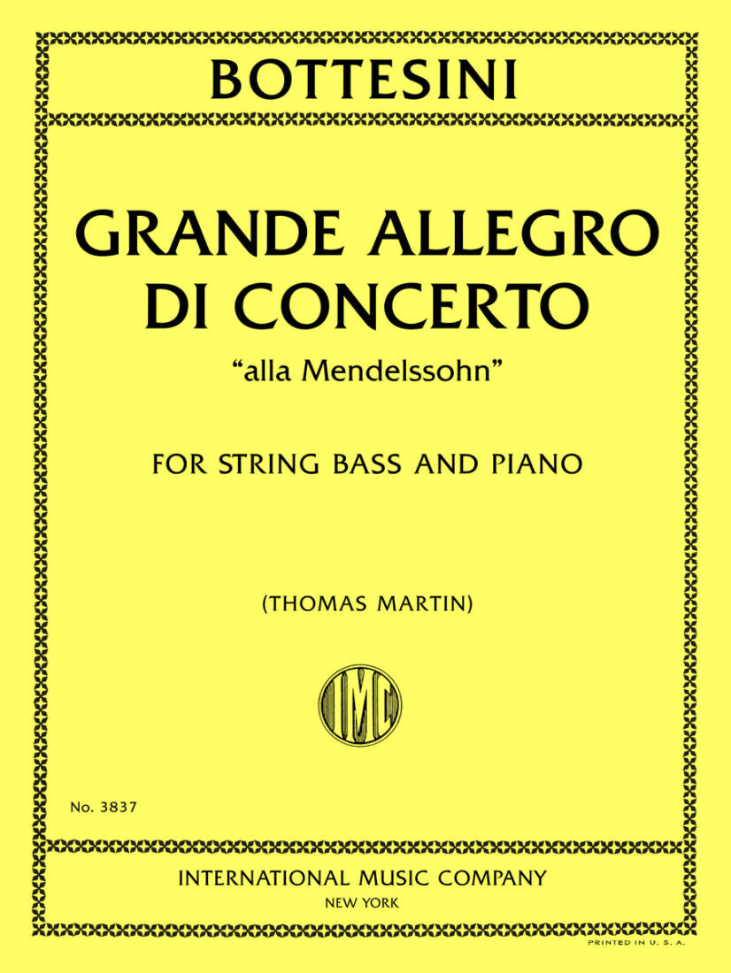 Grande Allegro di Concerto \'\'alla Mendelssohn\'\' - Bottesini - String Bass/Piano - Book