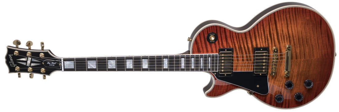 Les Paul Custom Figured Electric Guitar with Hardshell Case - Orange Twilight Fade (Left Handed)