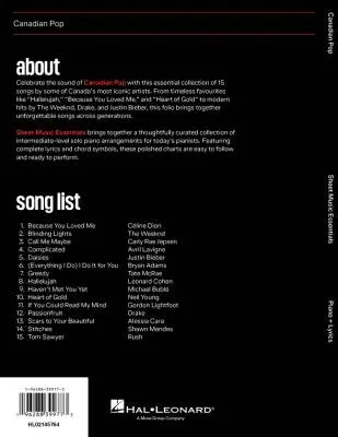 Canadian Pop - Various - Piano/Lyrics - Book