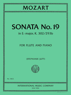 International Music Company - Sonata No. 19 in E Flat Major, K. 302/293b - Mozart - Flute/Piano - Book