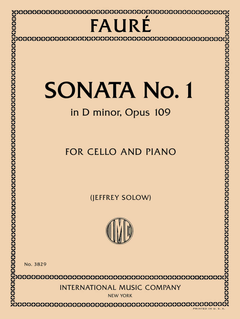 Sonata No. 1 in D Minor, Op. 109 - Faure - Cello/Piano - Book