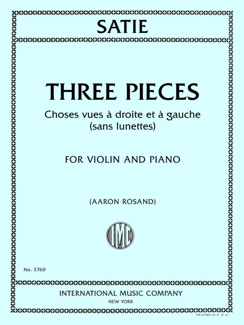 Three Pieces - Satie - Violin/Piano - Book