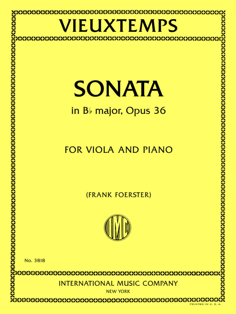 Sonata in B Flat Major, Op. 36 - Vieuxtemps - Viola/Piano - Book