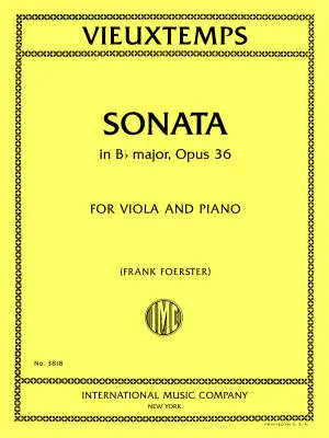 International Music Company - Sonata in B Flat Major, Op. 36 - Vieuxtemps - Viola/Piano - Book