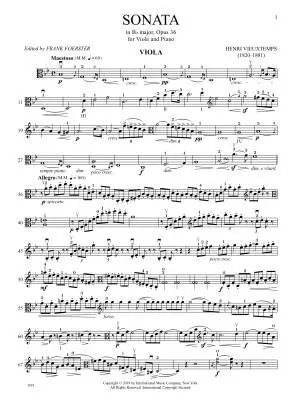 Sonata in B Flat Major, Op. 36 - Vieuxtemps - Viola/Piano - Book