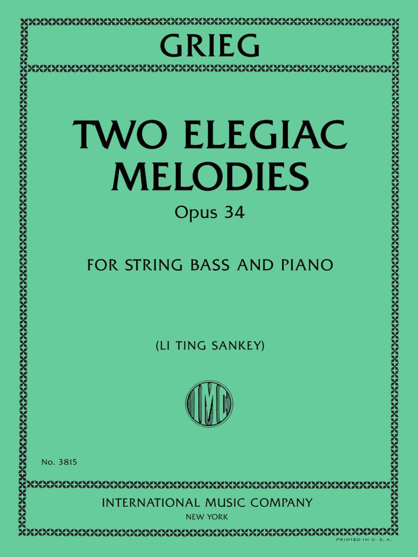 Two Elegiac Melodies, Op. 34 - Grieg - String Bass/Piano - Book