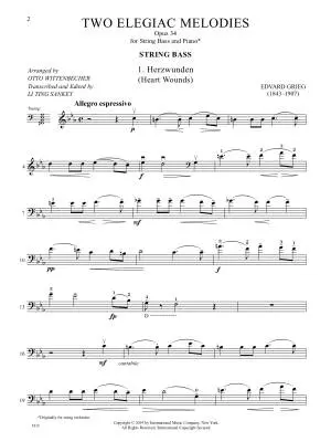 Two Elegiac Melodies, Op. 34 - Grieg - String Bass/Piano - Book