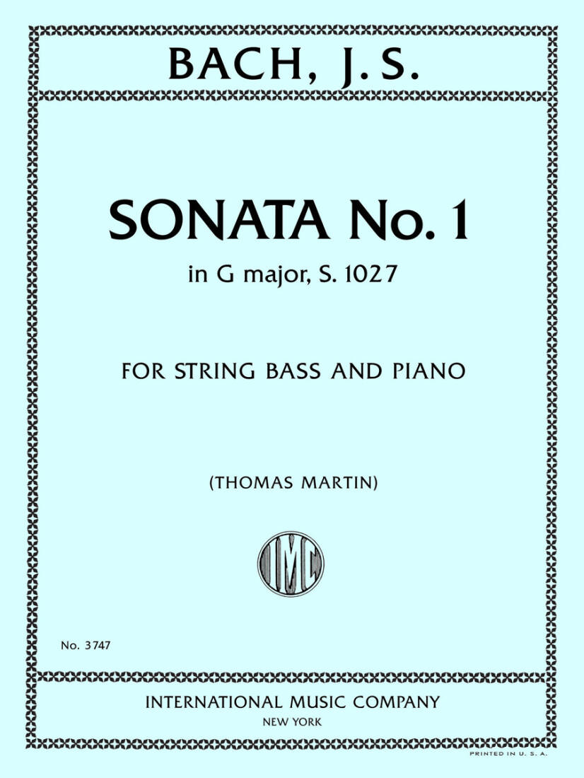 Sonata No. 1 in G Major, S. 1027 - Bach - String Bass/Piano - Book