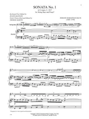 Sonata No. 1 in G Major, S. 1027 - Bach - String Bass/Piano - Book