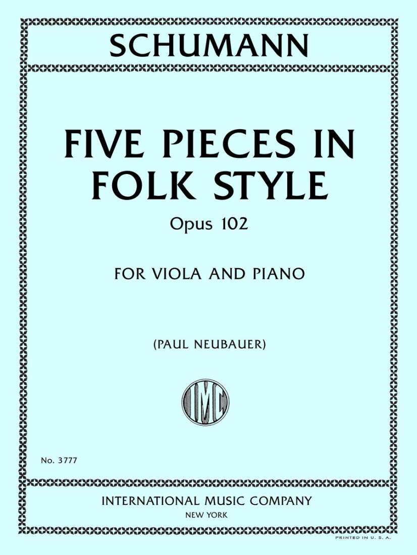 Five Pieces in Folk Style, Op. 102 - Schumann - Viola/Piano - Book