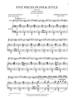 Five Pieces in Folk Style, Op. 102 - Schumann - Viola/Piano - Book