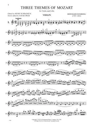 Three Themes of Mozart - Romberg - Violin/Cello - Book