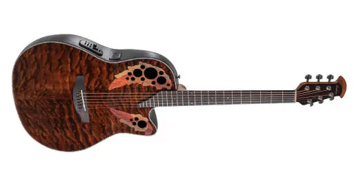 Ovation - Celebrity Elite Plus CE44P Mid Cutaway Acoustic/Electric Guitar - Dark Tiger Eye