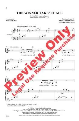 The Winner Takes It All - Gilpin - Choral Octavo - SATB Accompanied