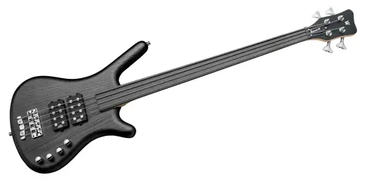 RockBass Corvette $$ 4-String Fretless Bass Guitar with Gig Bag - Nirvana Black Transparent Satin