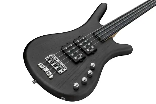 RockBass Corvette $$ 4-String Fretless Bass Guitar with Gig Bag - Nirvana Black Transparent Satin