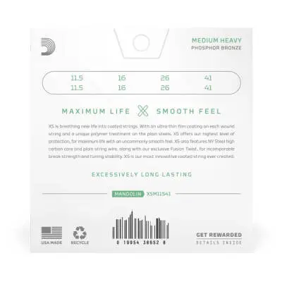 XS Medium Heavy Coated Mandolin Strings (11.5-41)
