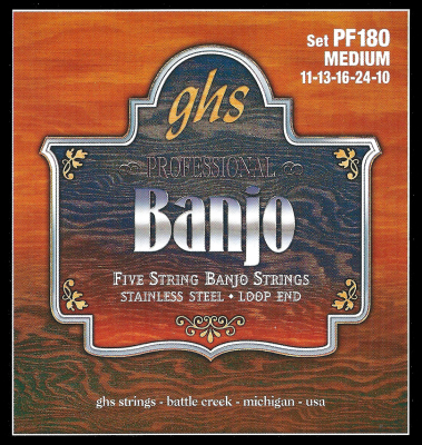 GHS Strings - Banjo 5 String Stainless Medium .011 - .024