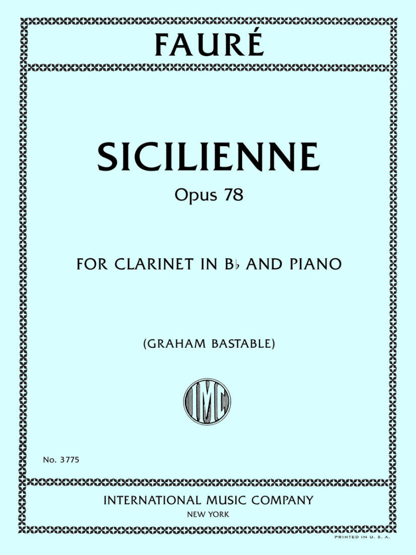 Sicilienne, Op. 78 - Faure - Clarinet/Piano - Book