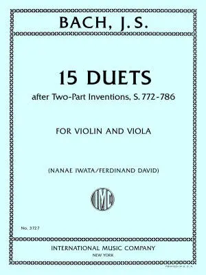 International Music Company - 15 Duets after Two-Part Inventions, S. 772-786 - Bach - Violin/Viola - Book