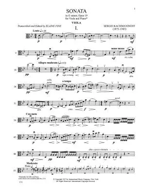 Sonata in G minor, Op. 19 - Rachmaninoff - Viola/Piano - Book