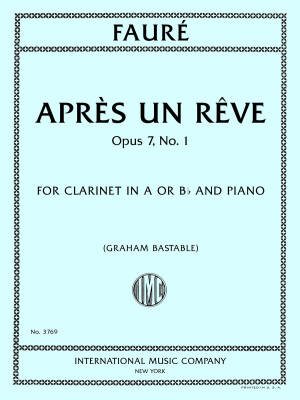 International Music Company - Apres un Reve, Op. 7, No. 1 - Faure - Clarinet/Piano - Sheet
