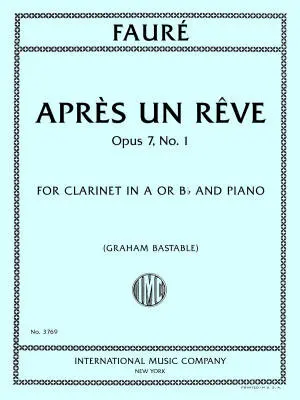 International Music Company - Apres un Reve, Op. 7, No. 1 - Faure - Clarinet/Piano - Sheet