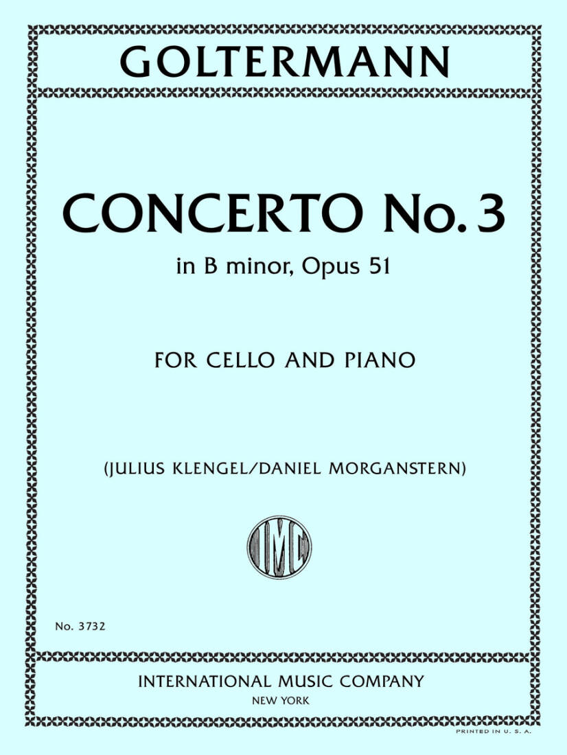 Concerto No. 3 in B Minor, Op. 51 - Goltermann - Cello/Piano - Book