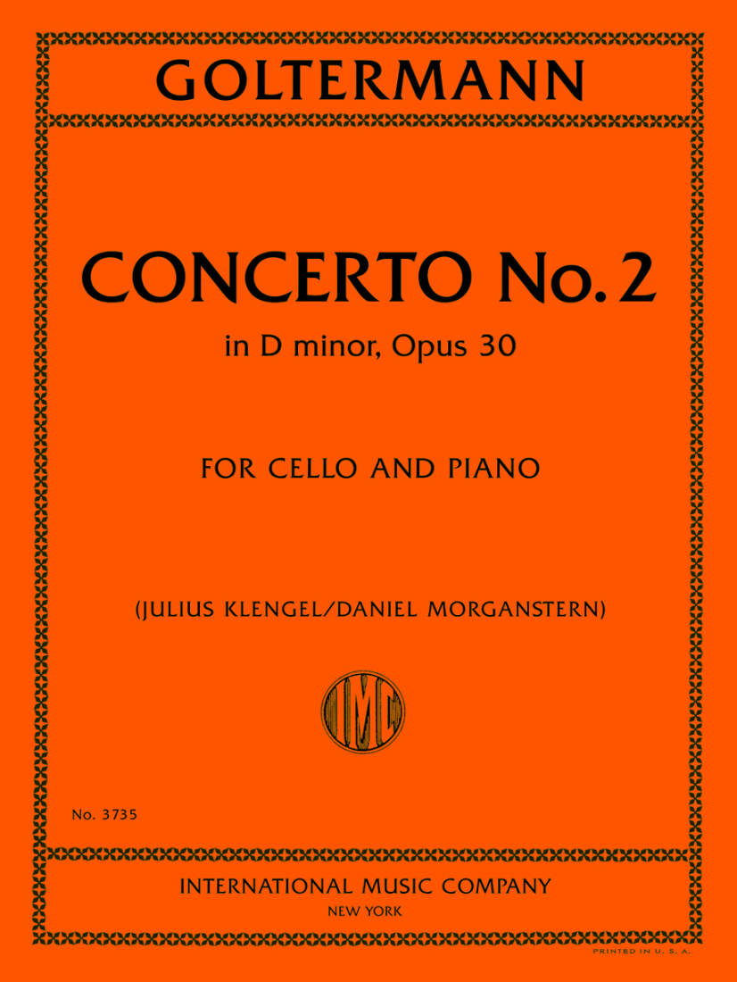 Concerto No. 2 in D Minor, Op. 30 - Goltermann - Cello/Piano - Book